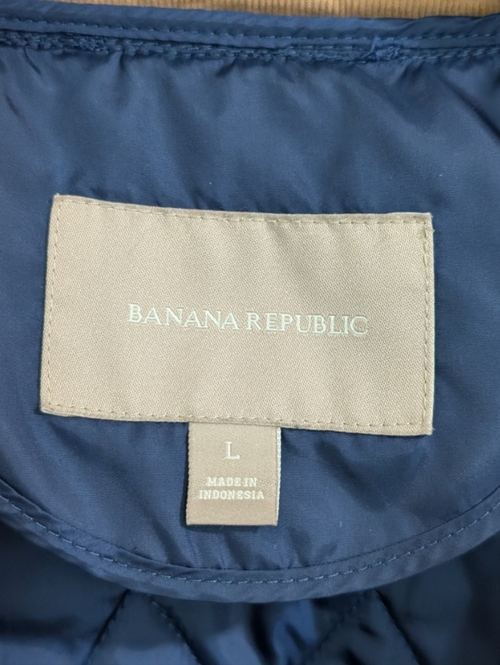 ​Banana Republic Quilted Utility Jacket Navy Corduroy Collar Large - Picture 6 of 8